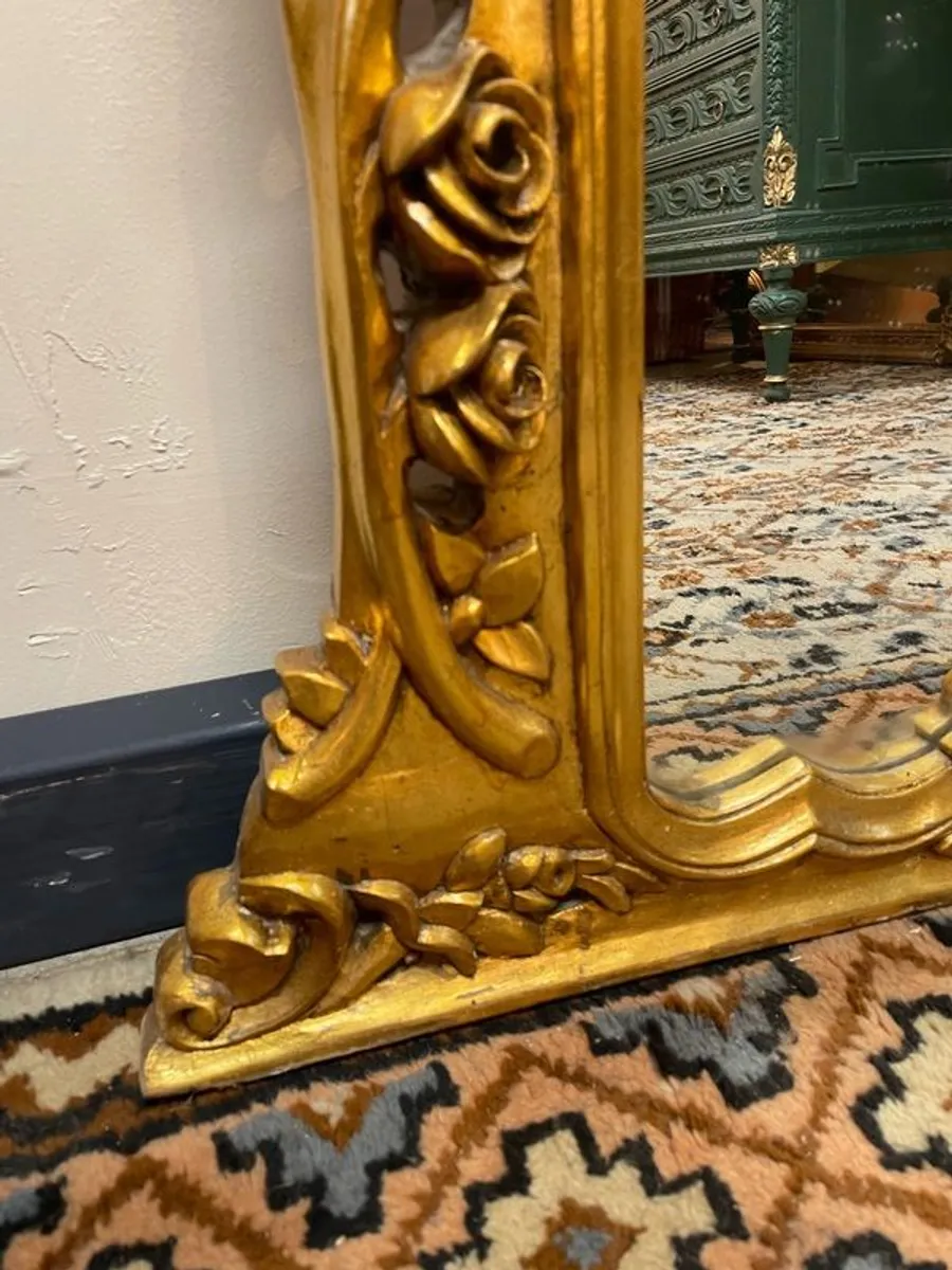 Beautiful Large Freestanding Gilt Wood Mirror - Image 4
