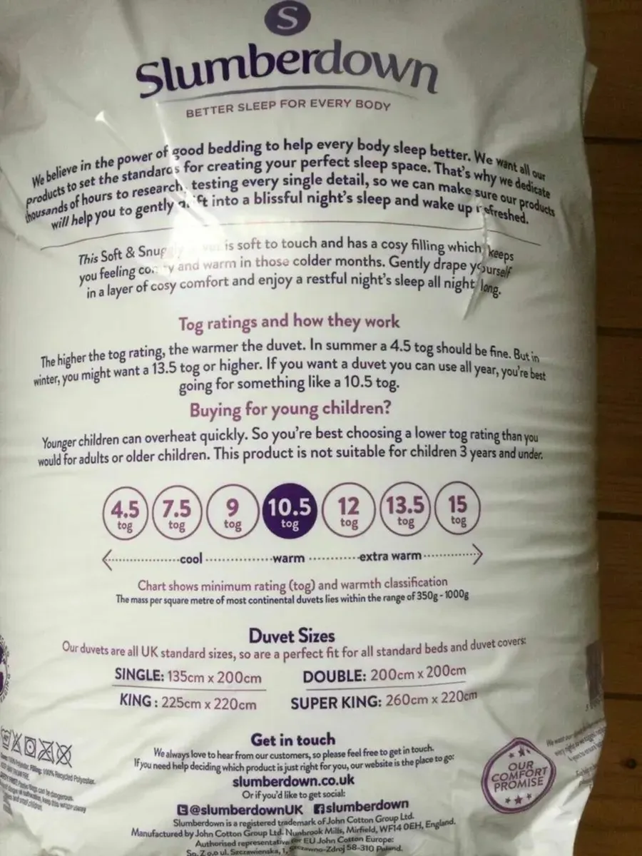 NEW SEALED Slumberdown Double Duvet 10.5 tog - Image 3