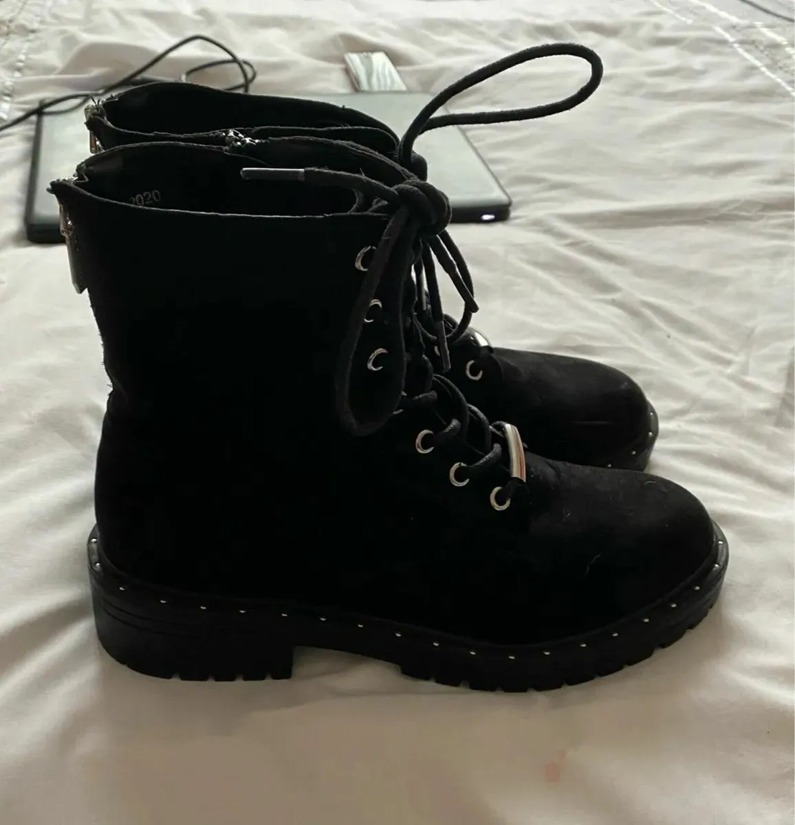 Ladies Schuh Black Suede Ankle Boots, Size 40 / 7 - Image 4