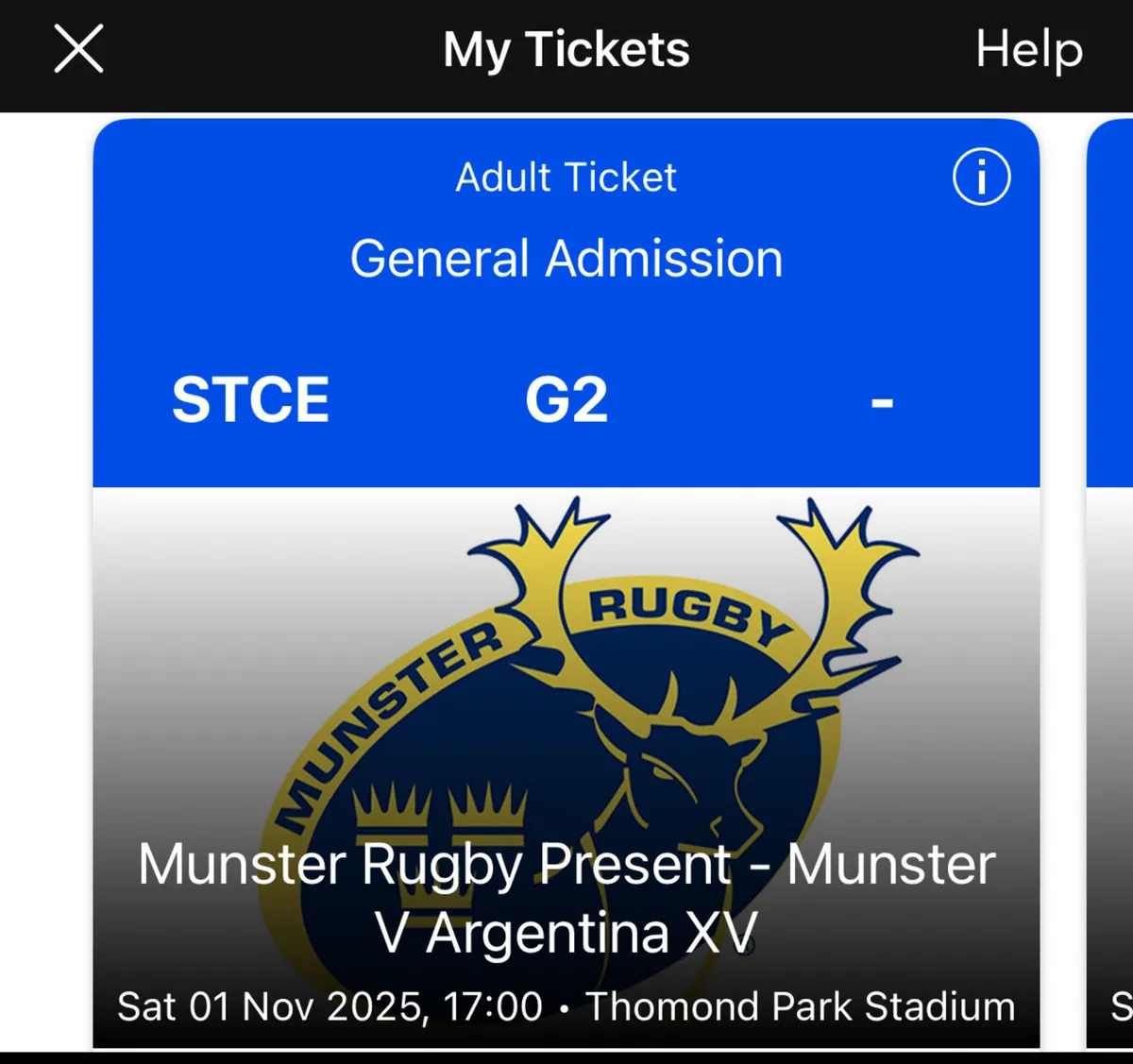 Munster v Argentina Tickets for Sale (6 Available)
