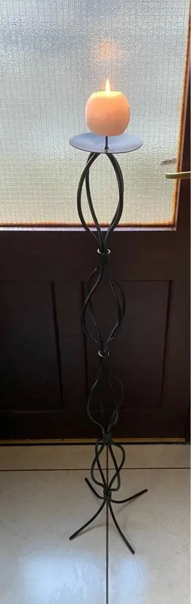 Beautiful Tall Sturdy Cast Iron Candle Holder - Image 2
