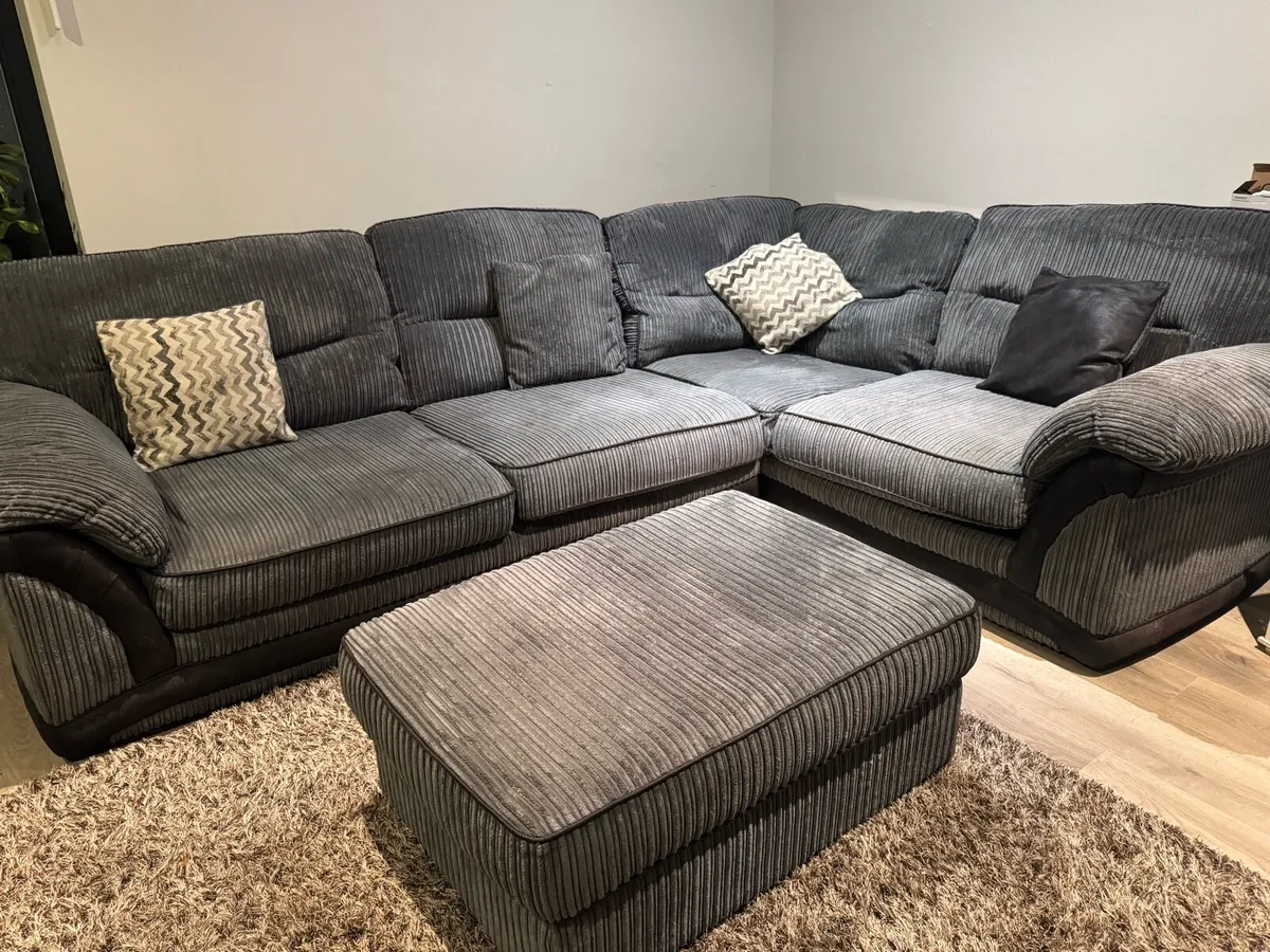 DFS Fabric corner suite+love chair+footstool - Image 3