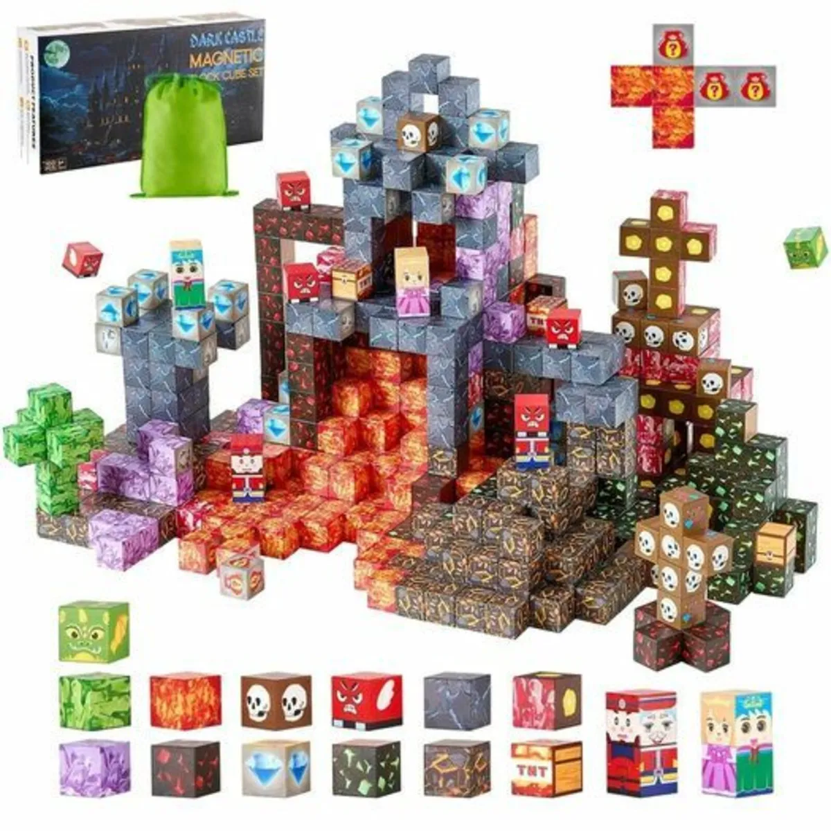 Magnetic Blocks 100 PCS Dark Castle Set STEM Monte - Image 1