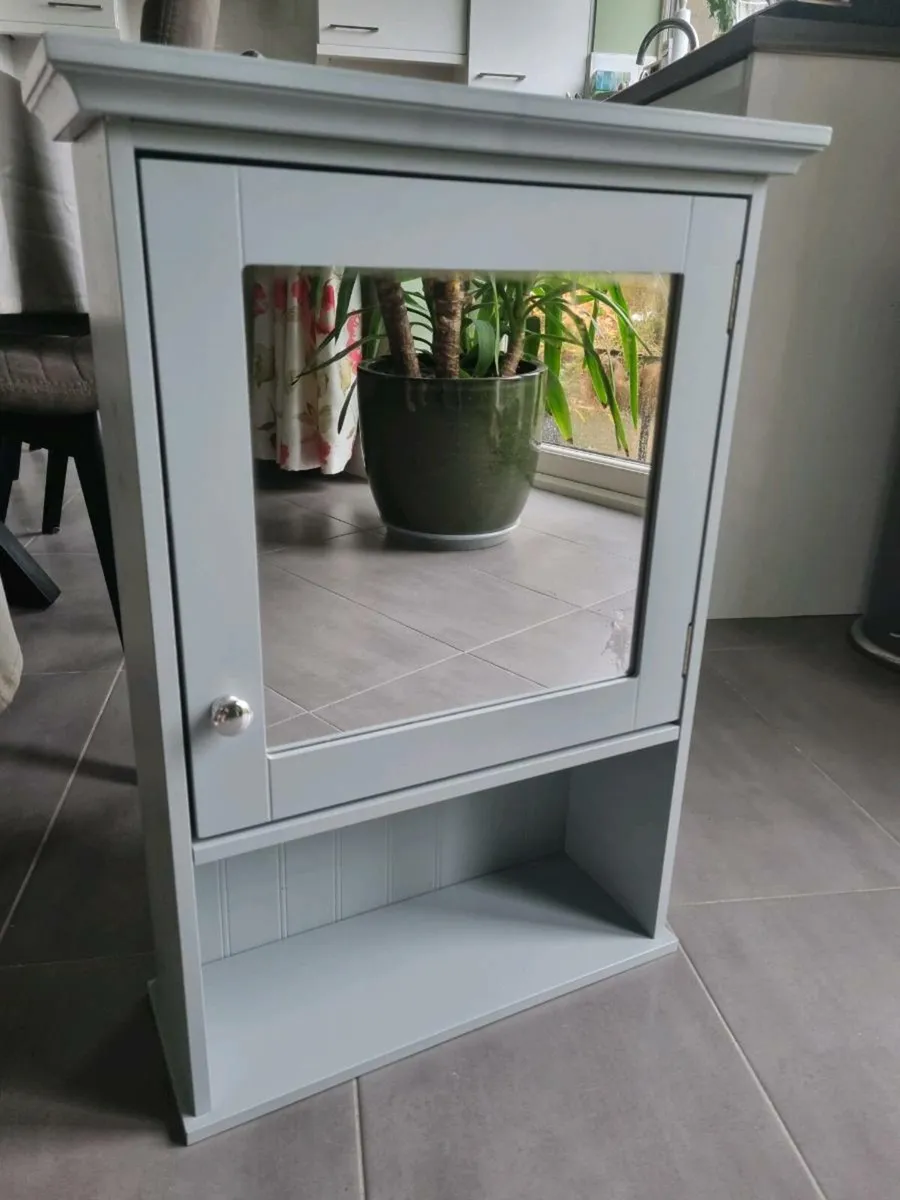 Light Grey cupboard with mirror - Image 1