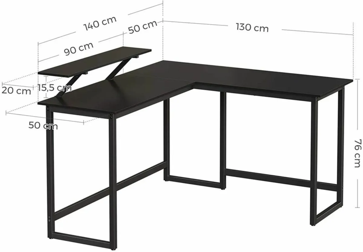 New L-Shaped Computer Desk (Black) - FREE P&P - Image 4
