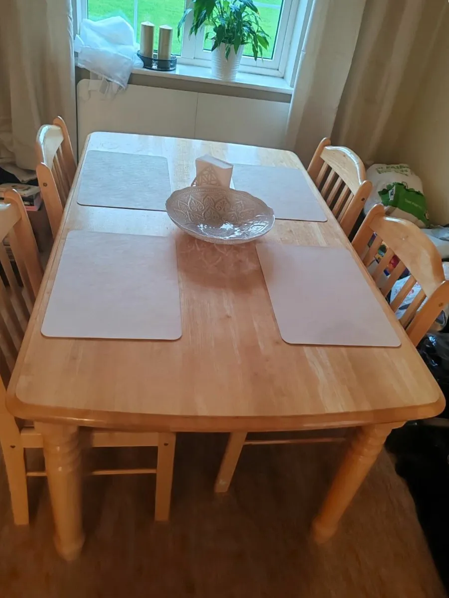 4 Wooden Chairs + Dining Table Set - Image 2