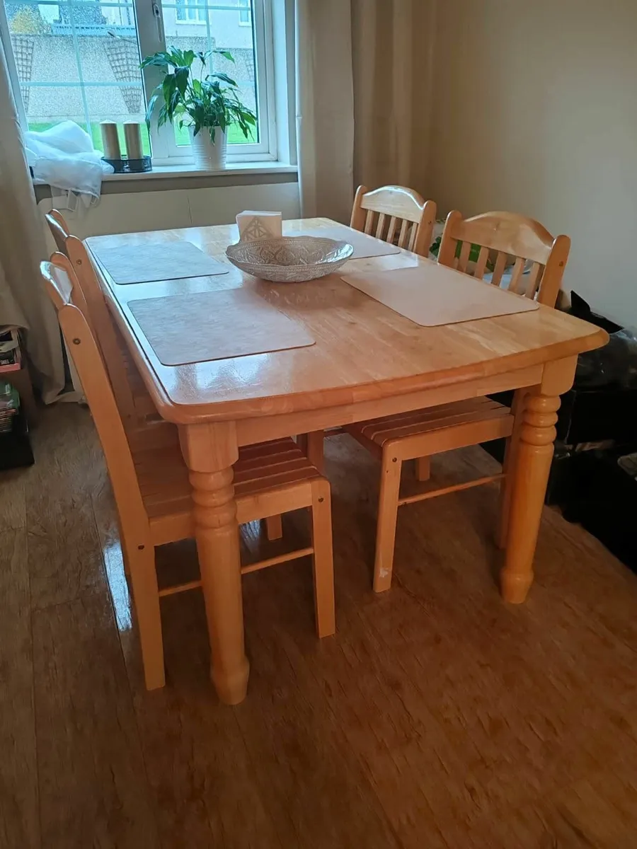 4 Wooden Chairs + Dining Table Set - Image 3