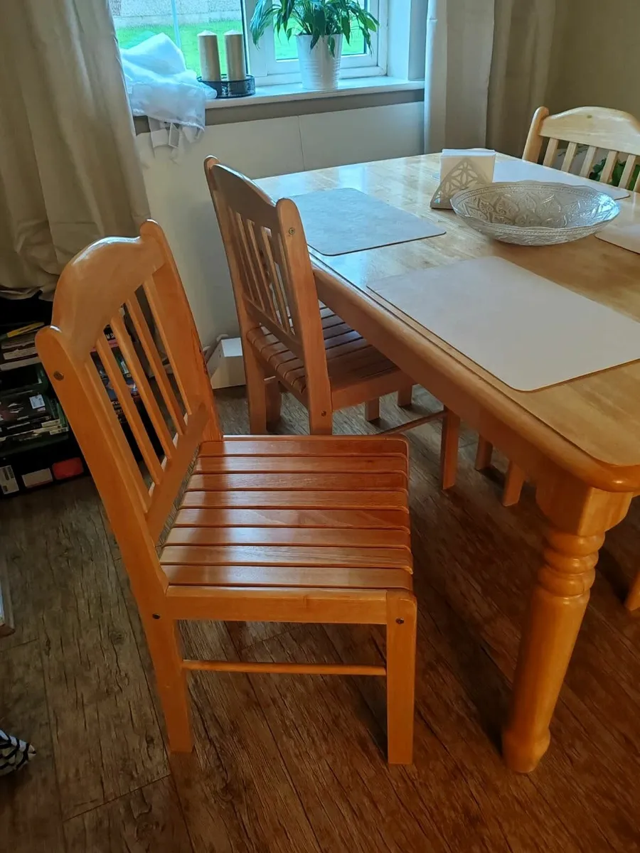 4 Wooden Chairs + Dining Table Set - Image 4