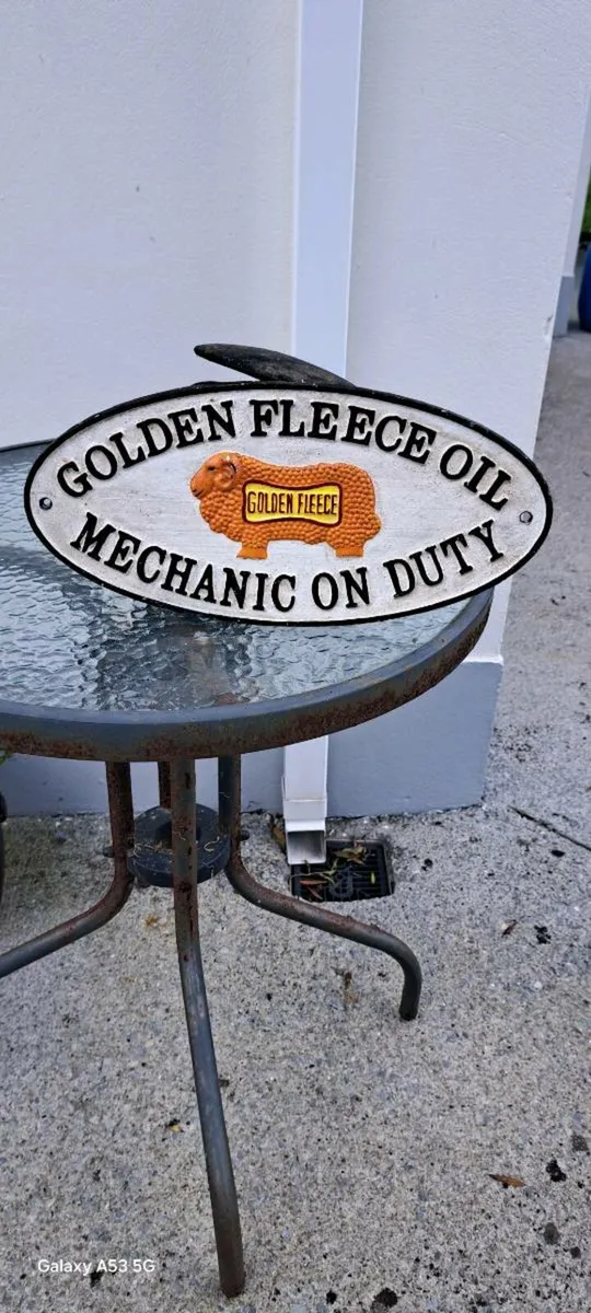 Mechanic on duty cast iron sign