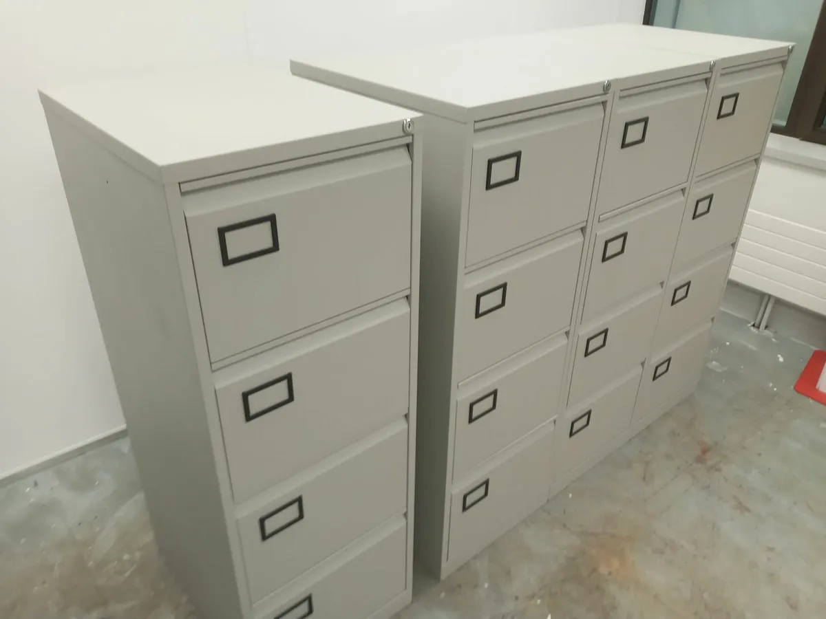 8 x Grey 4 Drawer Filing Cabinets for Sale - Image 2
