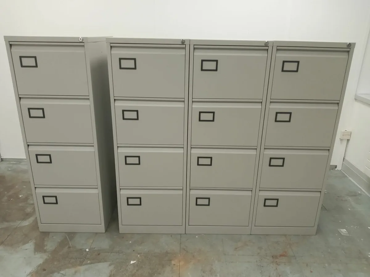 8 x Grey 4 Drawer Filing Cabinets for Sale - Image 3