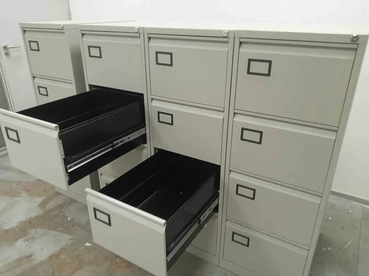 8 x Grey 4 Drawer Filing Cabinets for Sale - Image 4