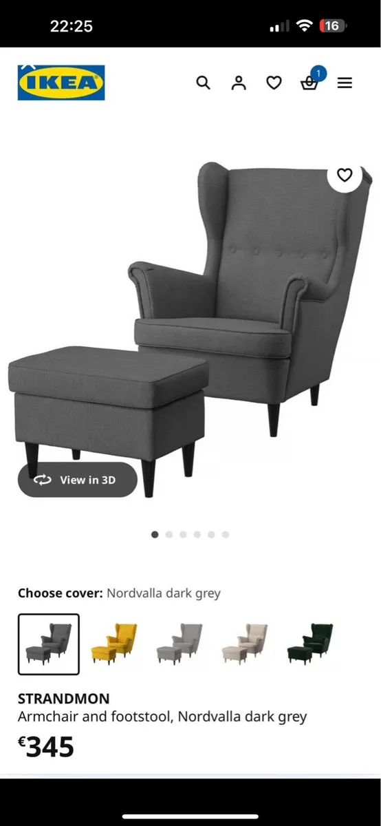 Ikea- Strandmon Wing Chair with Footstool For Sale - Image 3