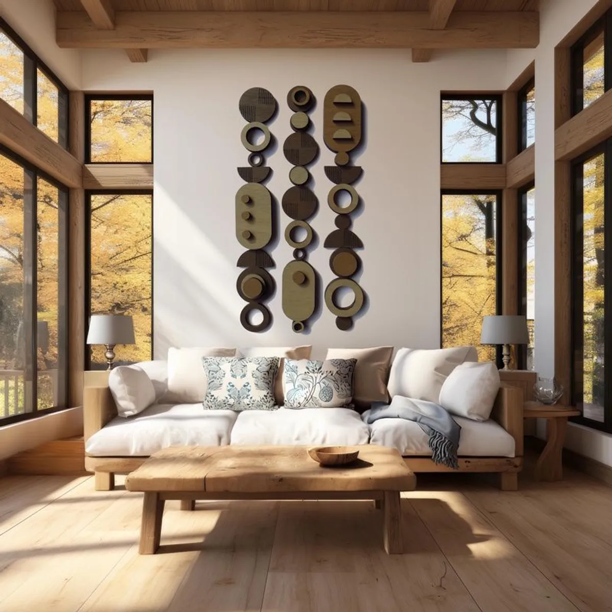 Wood Wall Sculpture: Mid-Century Modern bauhaus style 3D Relief Art in tones of mocha - Image 2