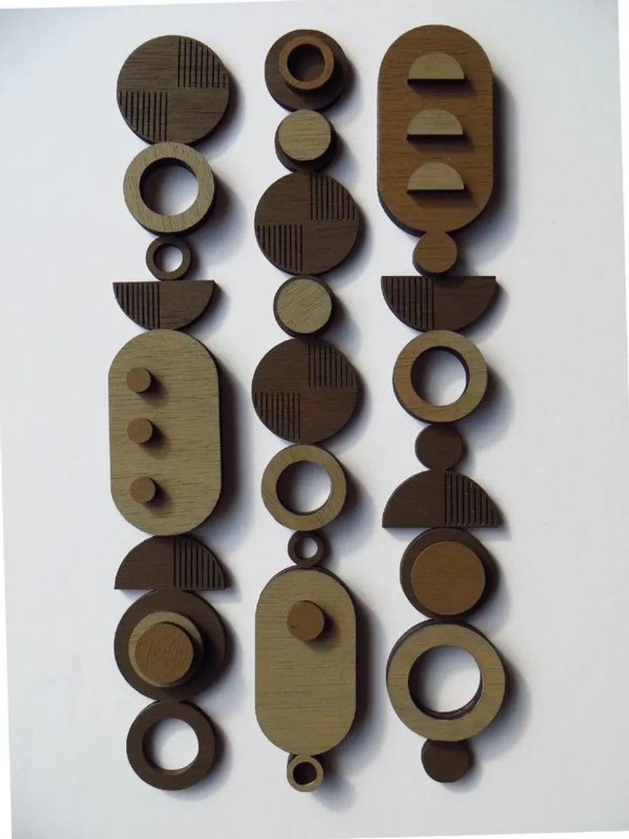 Wood Wall Sculpture: Mid-Century Modern bauhaus style 3D Relief Art in tones of mocha - Image 3