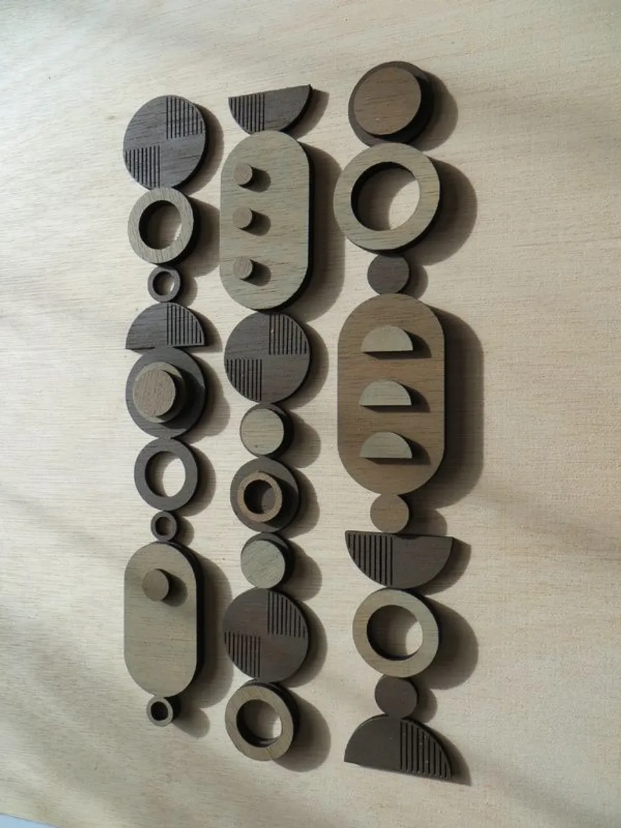 Wood Wall Sculpture: Mid-Century Modern bauhaus style 3D Relief Art in tones of mocha - Image 4