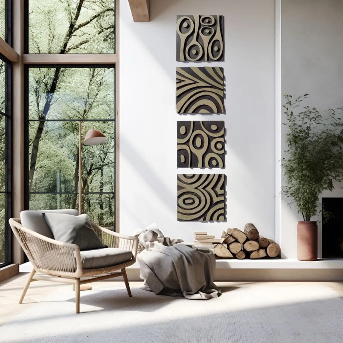 Wood  Wall Sculpture: Mid-Century Modern  3D Relief Art in mocha and charcoal - Image 1