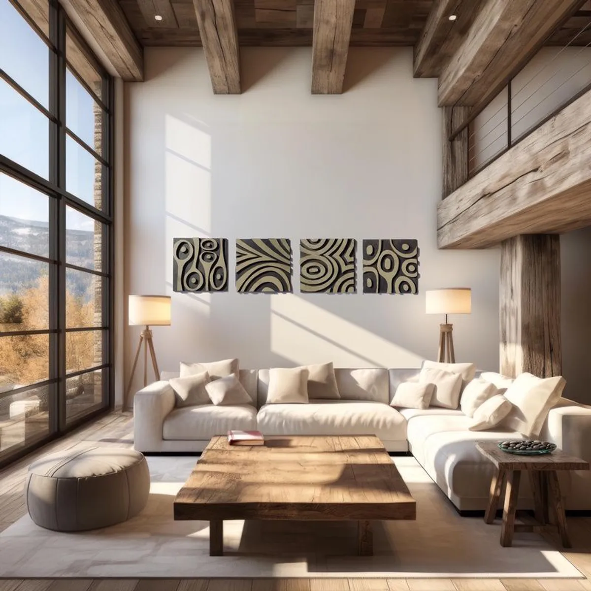 Wood  Wall Sculpture: Mid-Century Modern  3D Relief Art in mocha and charcoal - Image 2