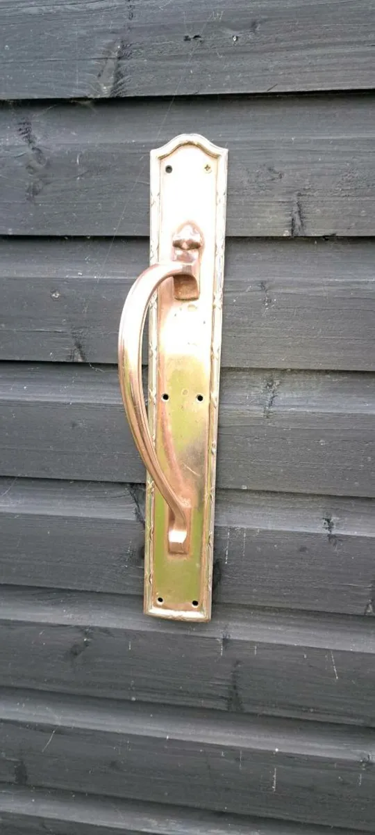 Old copper  bankers  door handle - Image 1