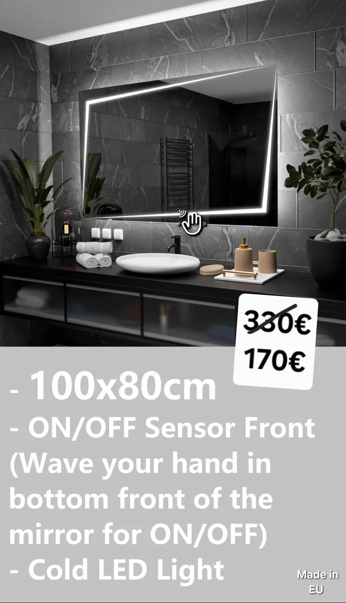 LED Bathroom Mirror 100x70cm - Image 2