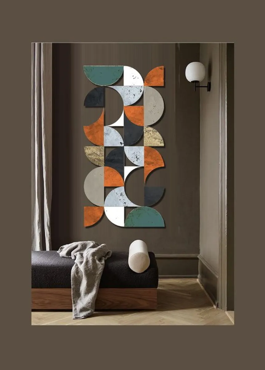 3d wall art Wood Wall Sculpture: Mid Century Modern 3D Relief Art, 30 Panels - Image 2