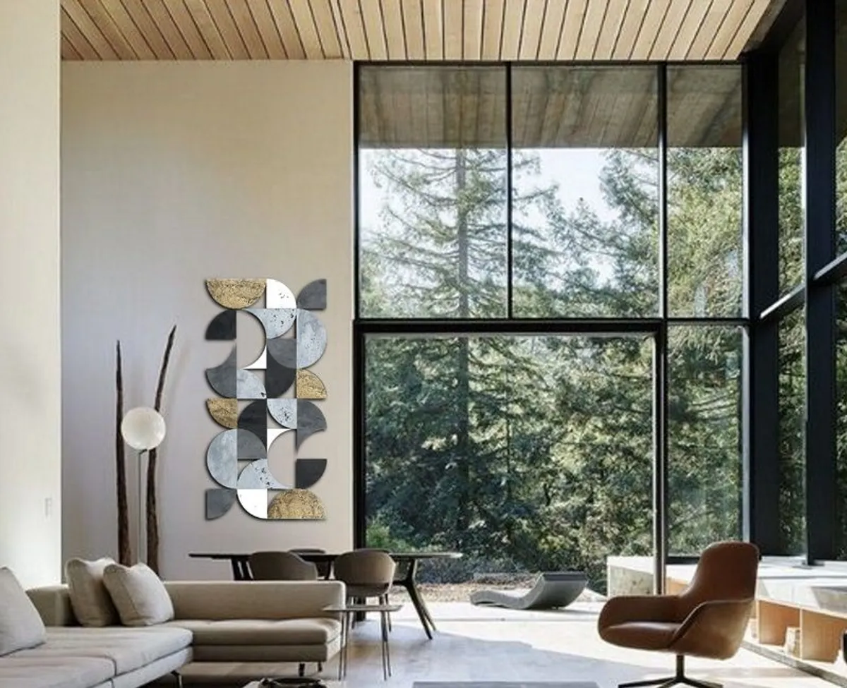 3d wall art Wood Wall Sculpture: Mid Century Modern 3D Relief Art, 30 Panels - Image 3