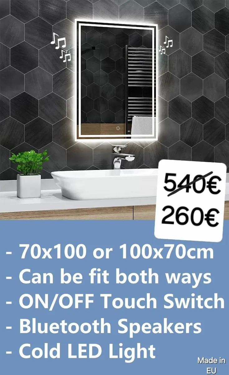 LED Bathroom Mirror Bluetooth Speakers - Image 2