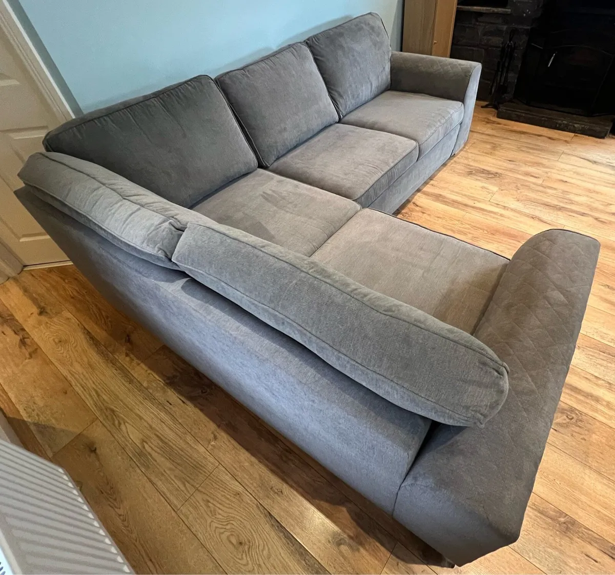 DFS Orka Velvet Graphite Corner Sofa with Bed - Image 4