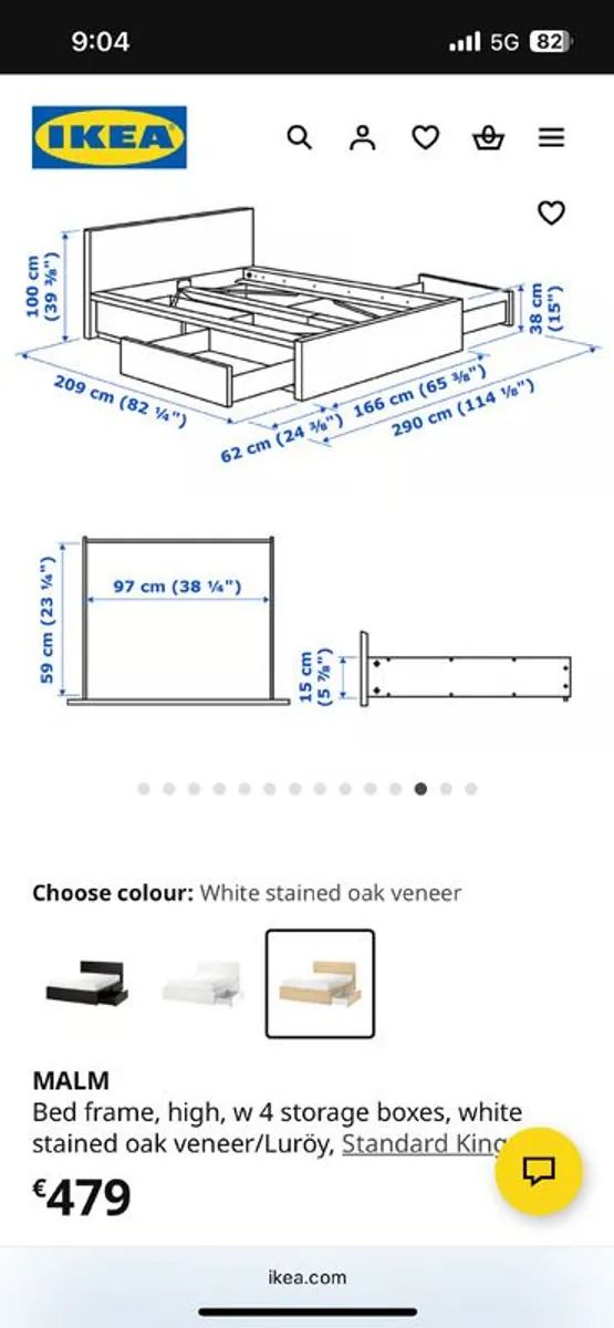 IKEA MALM Standard king bed with drawers - Image 3