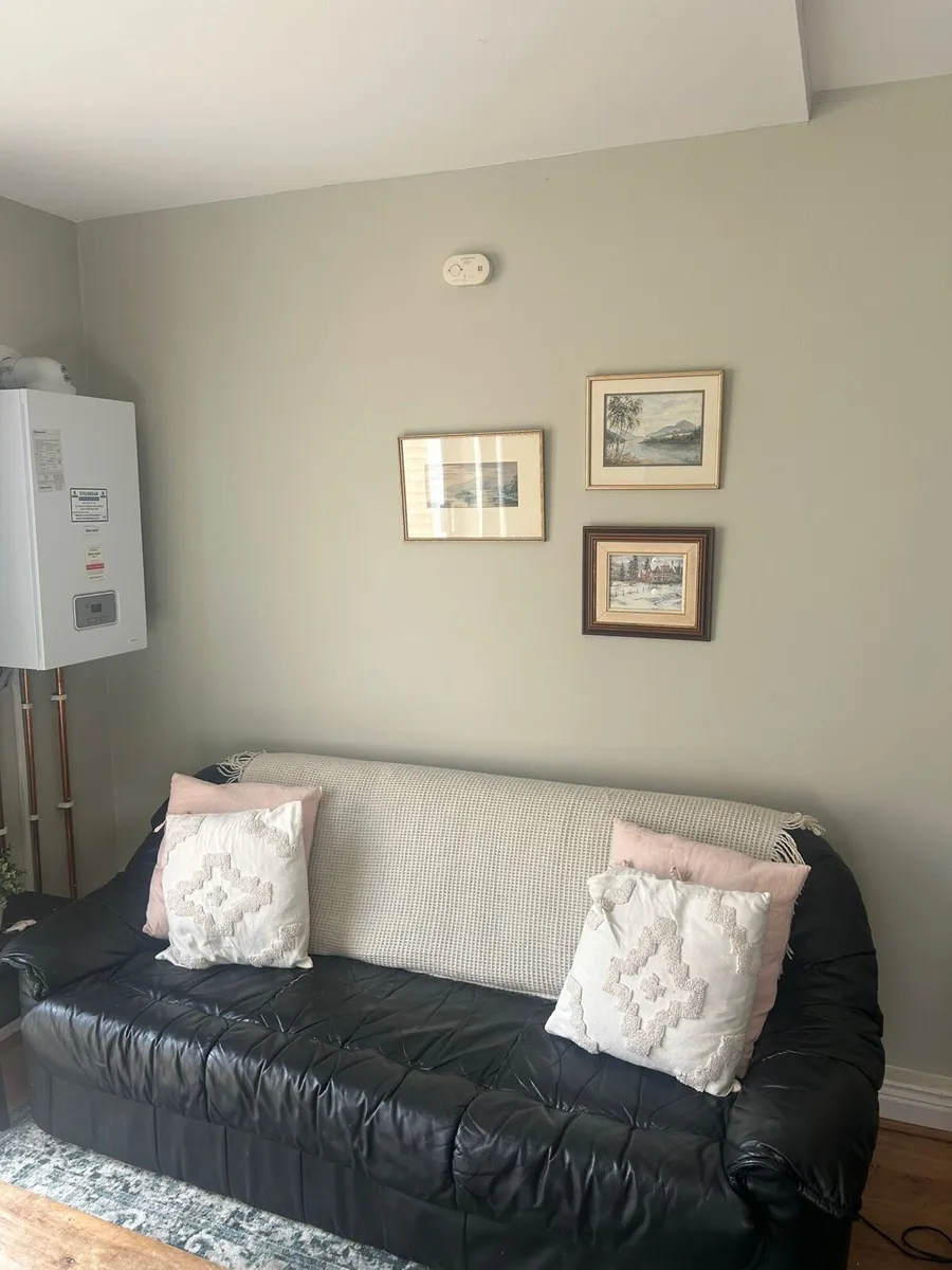 2 Black leather sofas - Image 1