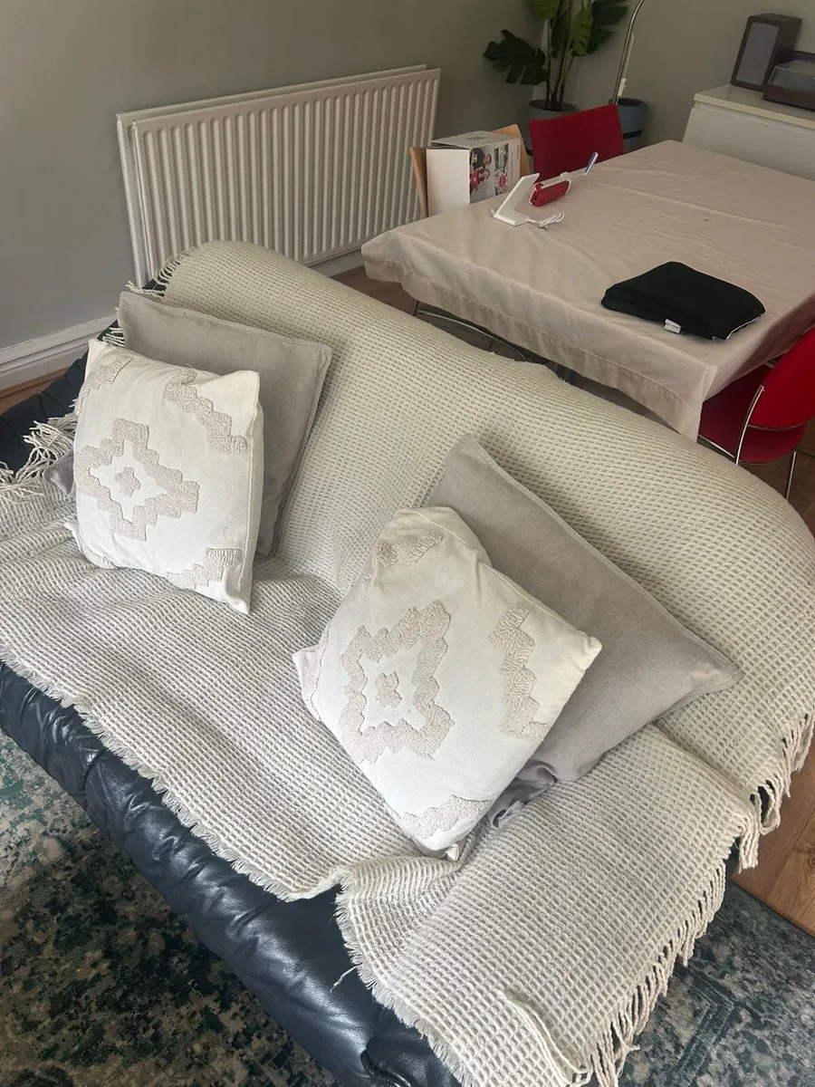 2 Black leather sofas - Image 4