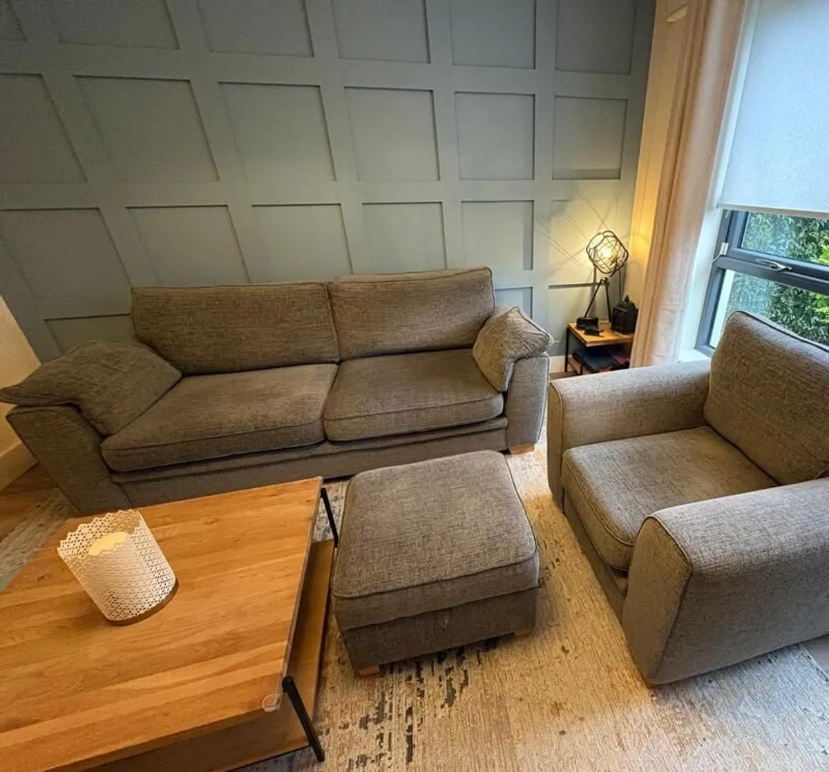 Full Sofa Suite .3-Seater Armchair & Storage Footstool - Image 1