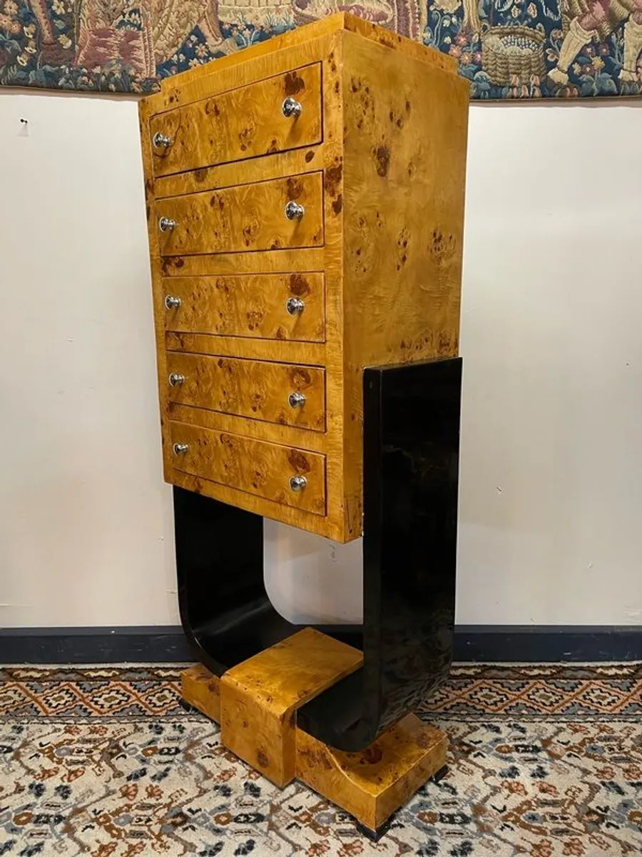 Art Deco Style Walnut & Ebonised Tallboy - Image 2