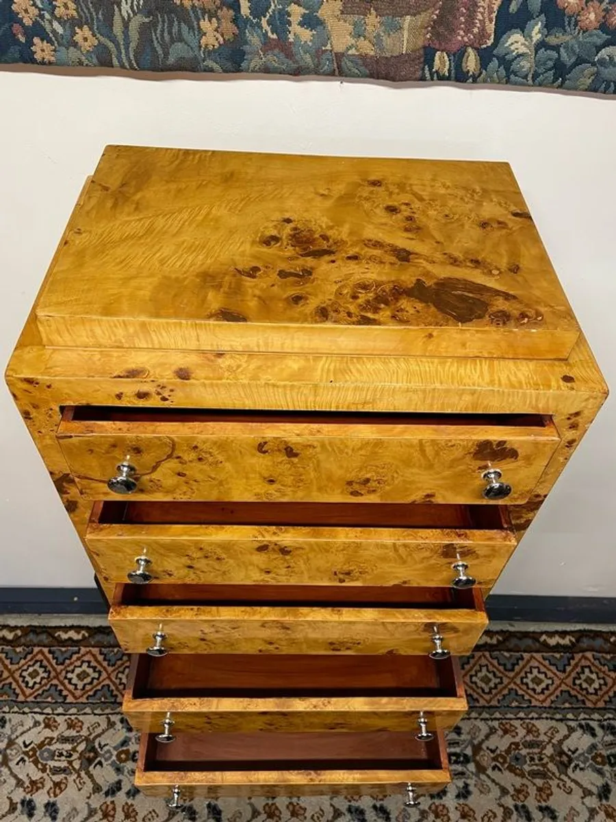 Art Deco Style Walnut & Ebonised Tallboy - Image 3