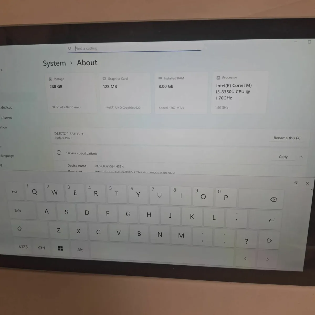 Microsoft Surface Pro 6 i5 8th Gen | 8GB RAM | 256 - Image 4