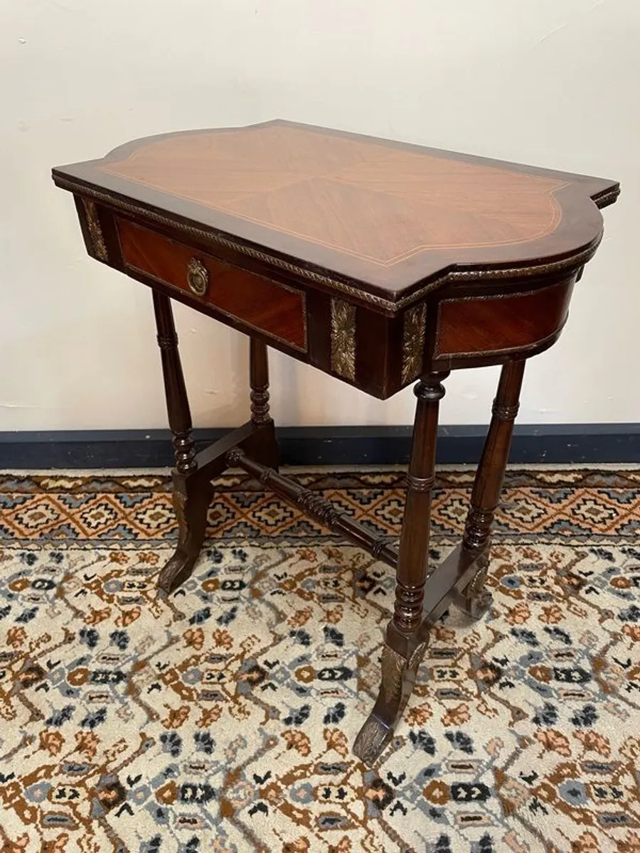 Louis XV Style Mahogany & Kingwood Inlaid Side Table - Image 1