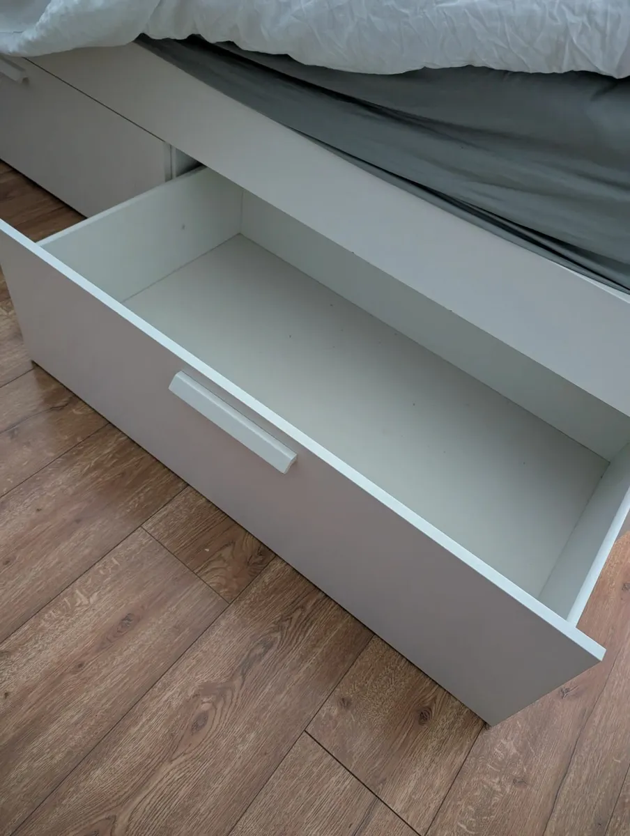 White double bed frame with storage - Image 2