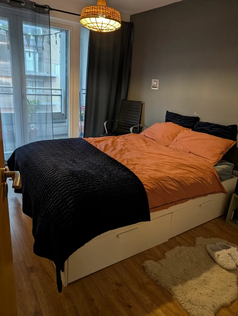 White double bed frame with storage - Image 3