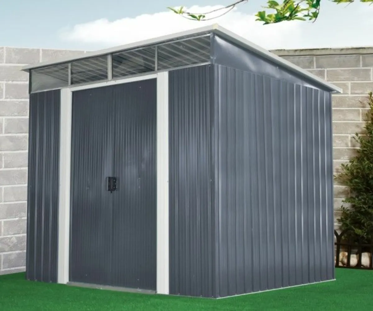 7.5ft x 7.5ft Steel Pent Garden Shed - Image 1