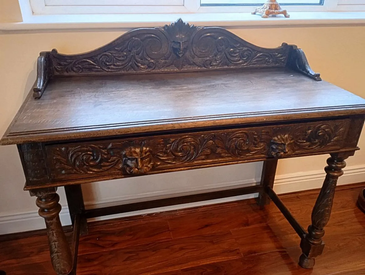 Antique Oak Side Table - Image 1