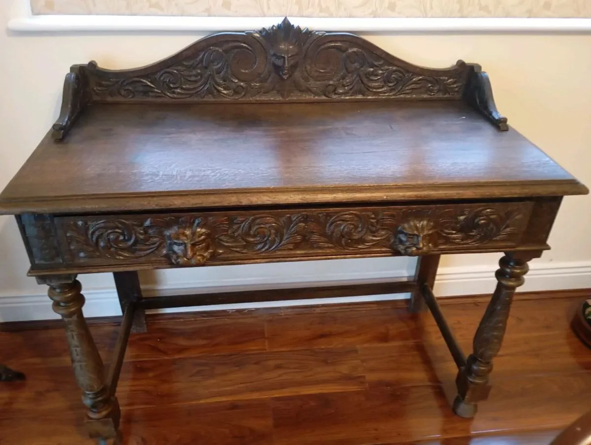 Antique Oak Side Table - Image 2