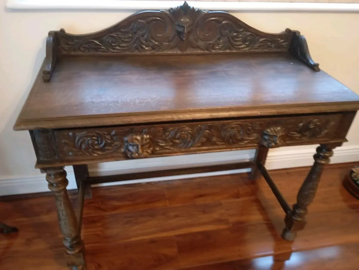 Antique Oak Side Table - Image 3