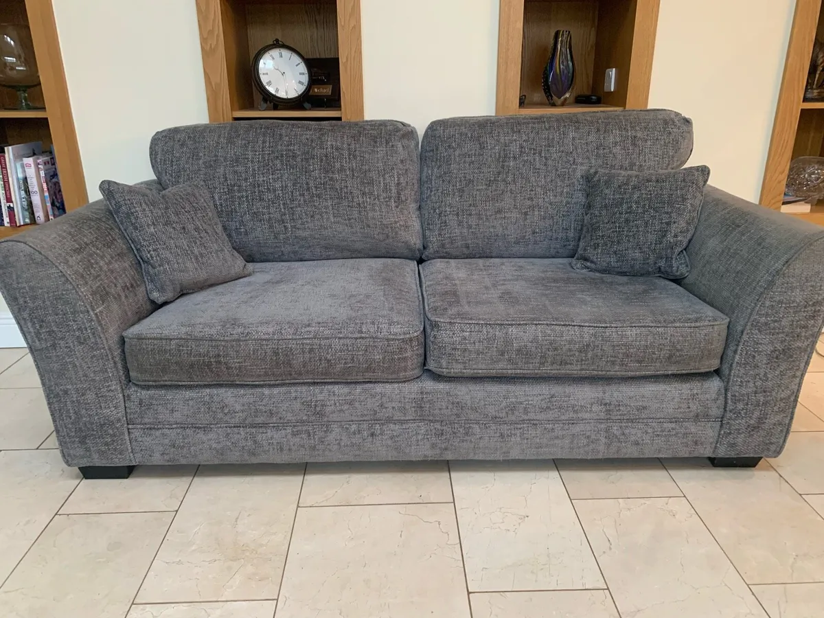 Matching grey fabric sofa bed & 3 seater couch - Image 1