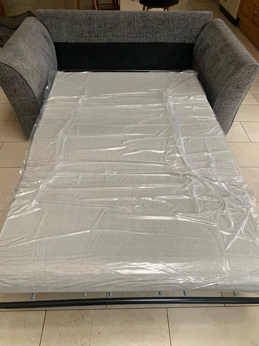 Matching grey fabric sofa bed & 3 seater couch - Image 4