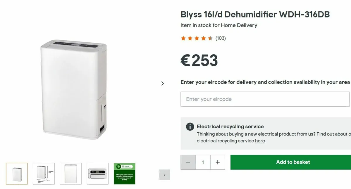 Blyss 16l/d Dehumidifier WDH-316DB - Image 2