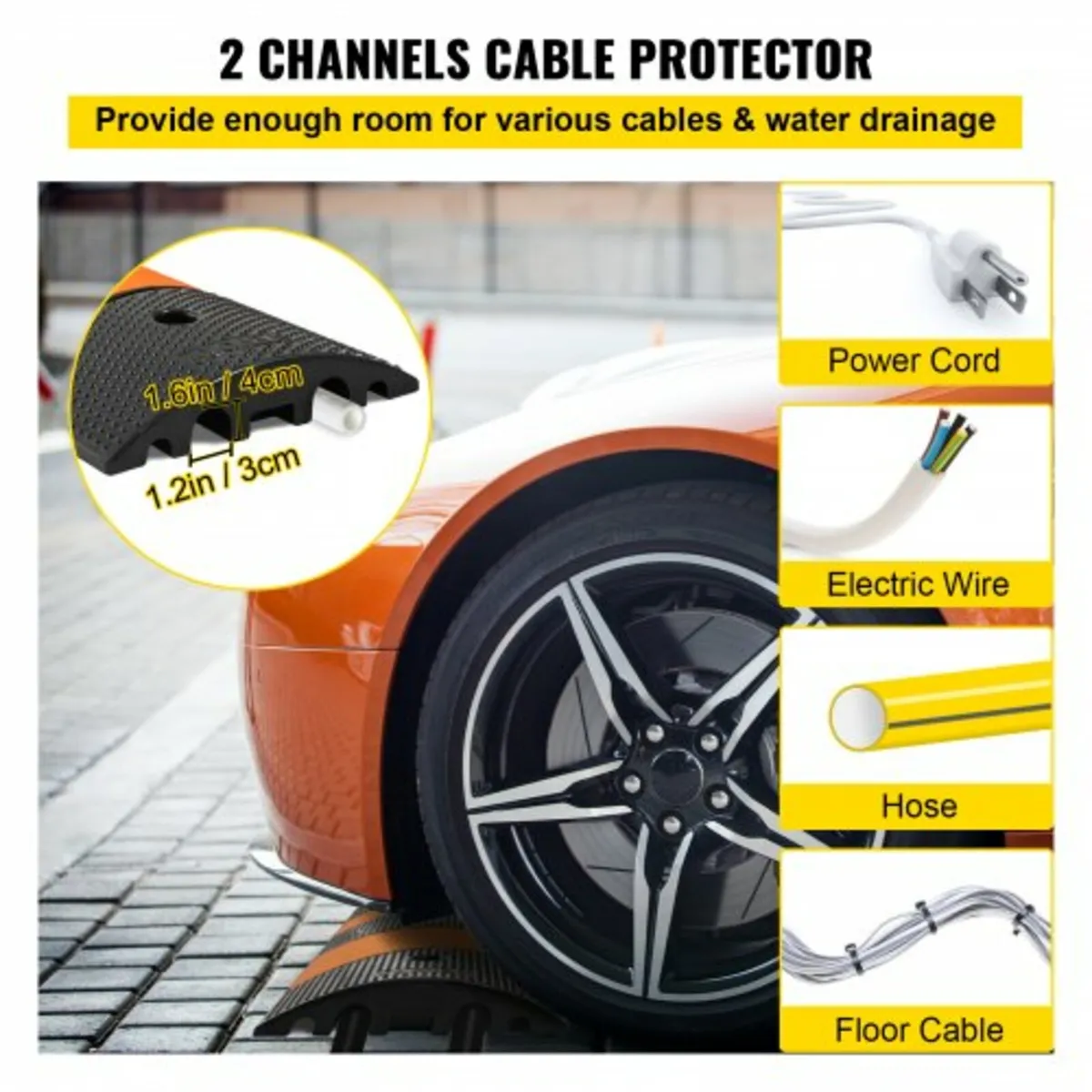 Modular Rubber Speed Bump Driveway Cable Protector - Image 3