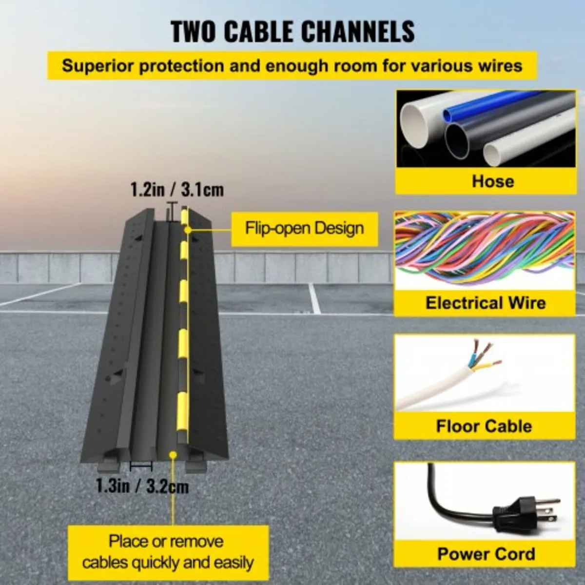 Cable Protector Ramp 101x24.5x5 cm , 5 Packs 2 Cha - Image 2