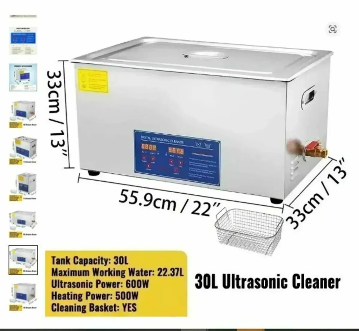 Ultrasonic Cleaner 30L Digital Heater Timer - Image 4