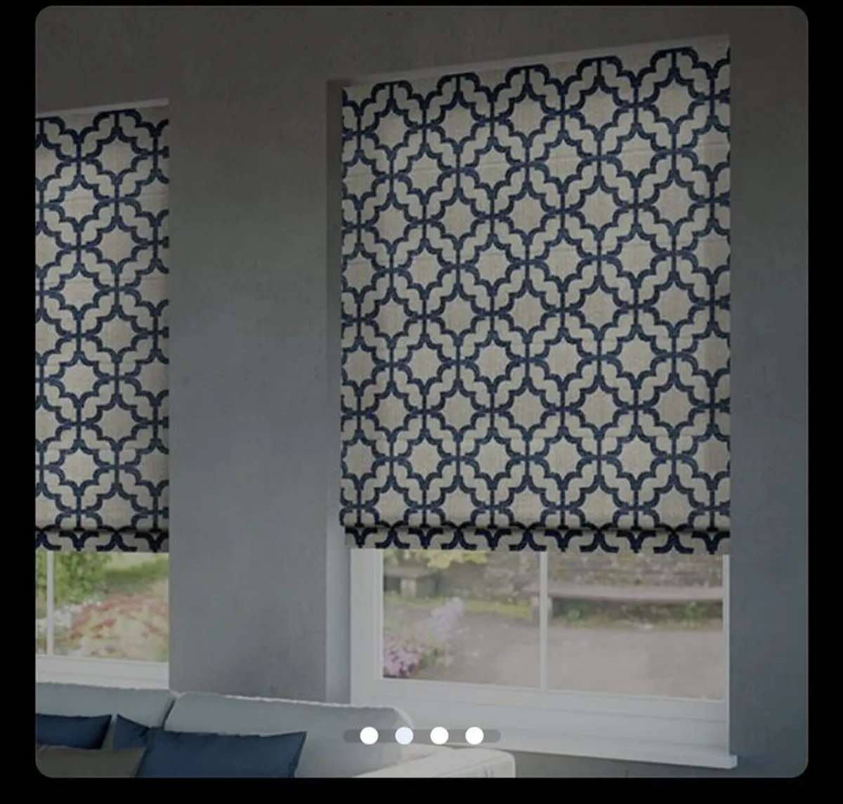 Lattice Navy Blue Roman Blind - Image 2