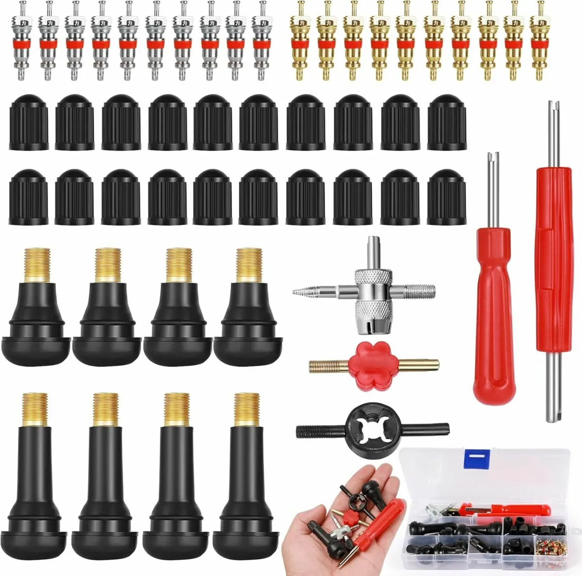 74 Pcs Car Tyre Valve Removal Tool Set, Tyre Valve